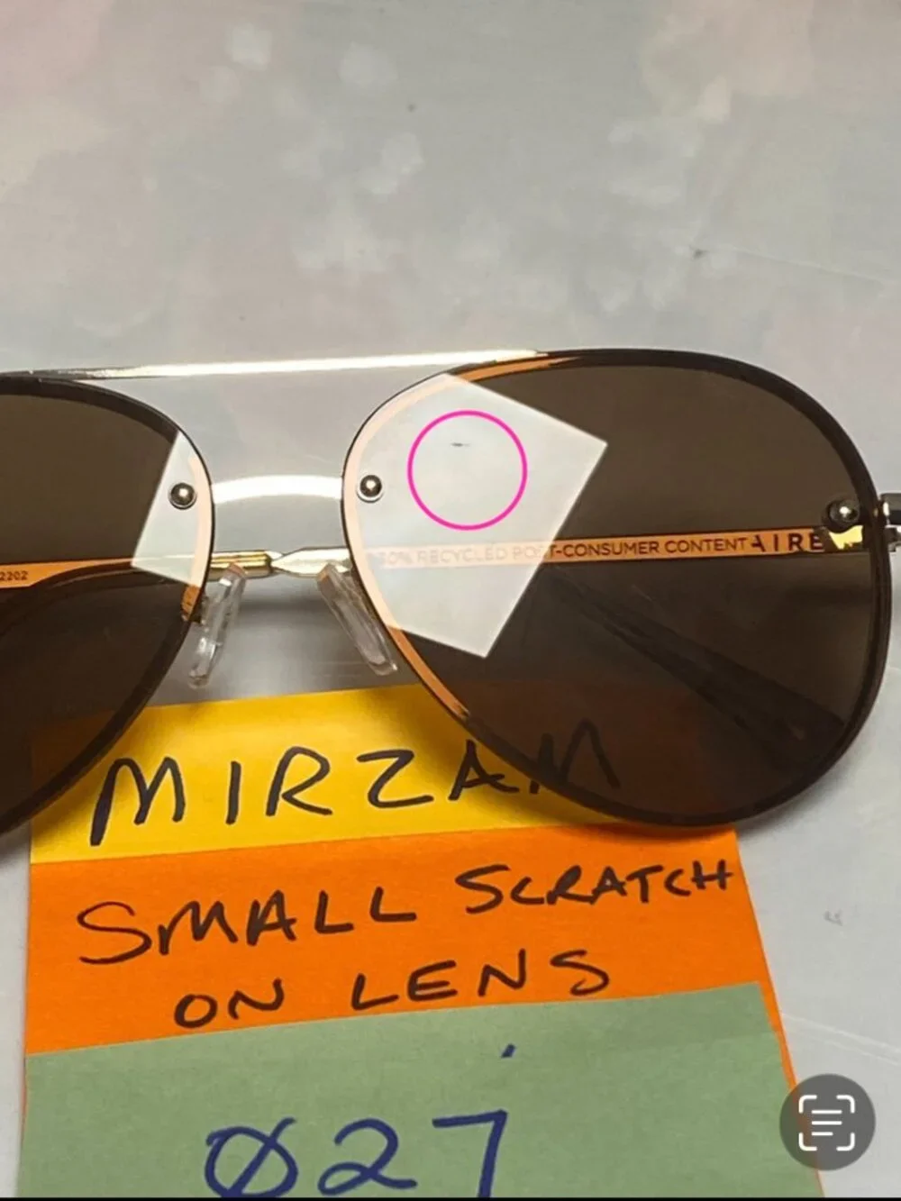 AIRE Sunglasses IMPERFECT  Exact Pair Shown MIRZAM 027